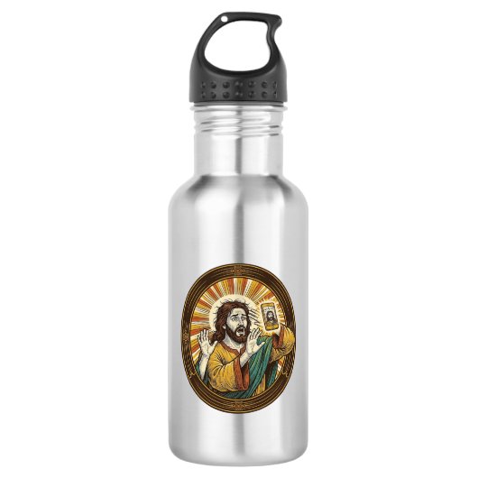 Bouteille D'eau Jesus Selfie Accidentel avec la Caméra Frontale et (Devant)
