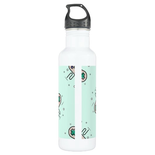 Bouteille D'eau Jeu gris joystick sur bleu (Dos)