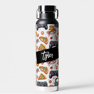 Bouteille D'eau Jeux vidéo et pizza Monogramme
