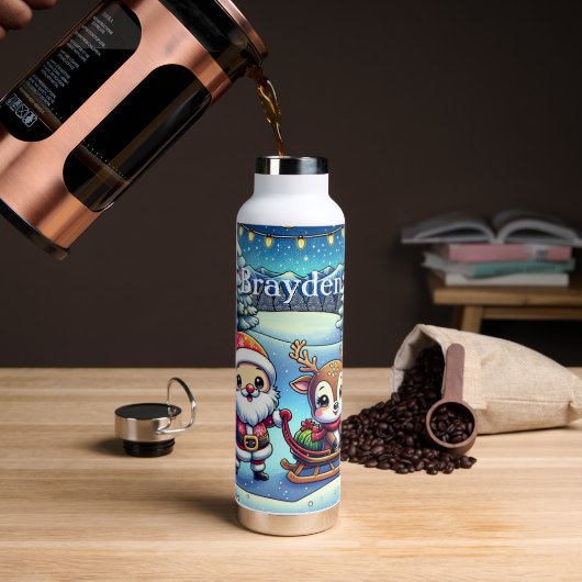 Bouteille D'eau Joli Cartoon Père Noël et Reindeer Noël (Gym)