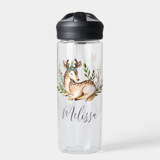 Bouteille D'eau Joli Cerf Aquarellé Posé En Bas Boho (Extérieur)