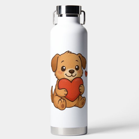 Bouteille D'eau Joli chiot/chien pour la Saint-Valentin (Avant)