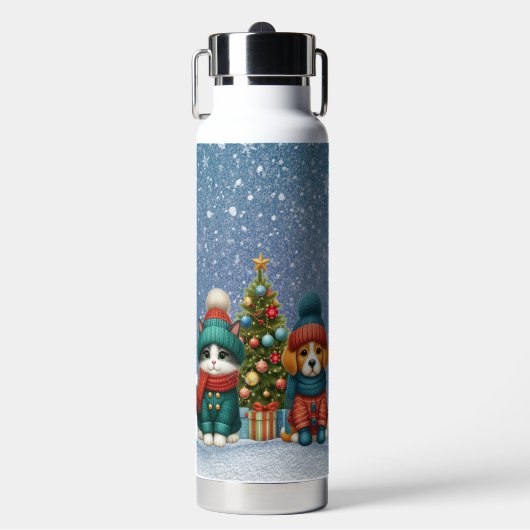 Bouteille D'eau Joli chiot de Noël & chaton (Salle de sport)