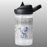 Bouteille D'eau Joli éléphant ajouter nom avec étoiles enfants gri<br><div class="desc">Bouteille d'eau CamelBak Eddy® pour enfants. Personnalisez avec un nom. Cette bouteille d'eau présente un joli éléphant aux étoiles dans les couleurs gris et blanc.</div>