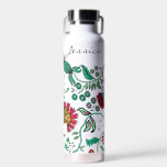 Bouteille D'eau Joli Jardin Fleur Orné Art Personnalisé<br><div class="desc">Design de fleur assez élaboré sur bouteille d'eau d'été avec personnalisation optionnelle.</div>