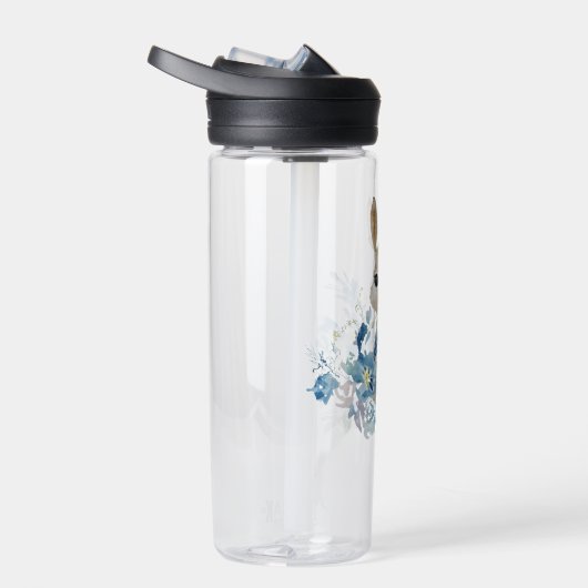 Bouteille D'eau Joli lapin avec fleurs d'aquarelle (Droite)