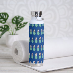 Bouteille D'eau Joli lapin blanc tenant Motif d'oeufs de Pâques