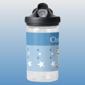 Bouteille D'eau Joli léopard ajouter nom avec étoiles enfants bleu