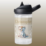 Bouteille D'eau Joli léopard ajouter nom avec étoiles enfants brun<br><div class="desc">Bouteille d'eau CamelBak Eddy® pour enfants. Personnalisez avec un nom. Cette bouteille d'eau présente un mignon léopard avec des étoiles dans les couleurs brun et blanc.</div>