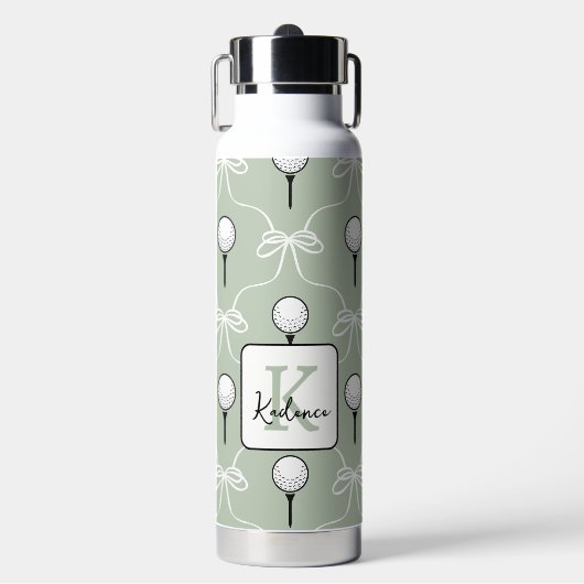 Bouteille D'eau Joli monogramme blanc sauge motif golf (Salle de sport)
