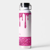 Bouteille D'eau Joli monogramme de parties scintillant rose chaud (Arrière)