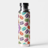 Bouteille D'eau Joli motif de macaron pointillé monogramme violet (Gauche)