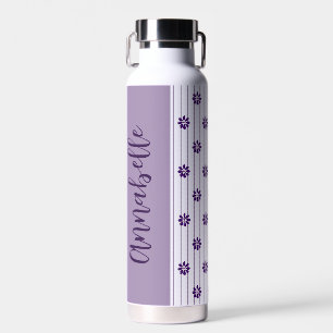 Bouteille D'eau Joli nom Bandes violettes et Fleurs violettes