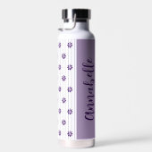 Bouteille D'eau Joli nom Bandes violettes et Fleurs violettes (Plage)