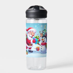 Bouteille D'eau Joli Père Noël et bonhomme de neige 