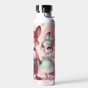 Bouteille D'eau Joli renard de caricature Saint Valentin
