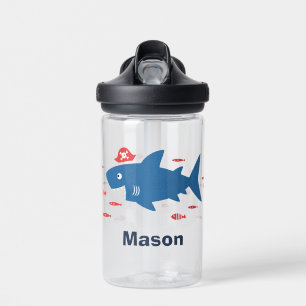 Bouteille D'eau Joli requin marrant avec casquette pirate et petit
