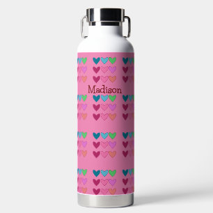 Bouteille D'eau Joli Rose Avec Coeurs Filles Colorées
