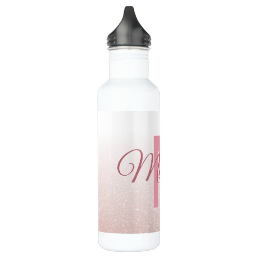 Bouteille D'eau Joli Rose Parties scintillant or Monogramme Nom Gi (Gauche)