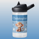 Bouteille D'eau Joli singe ajouter nom avec étoiles enfants bleu<br><div class="desc">Bouteille d'eau CamelBak Eddy® pour enfants. Personnalisez avec un nom. Cette bouteille d'eau présente un mignon singe avec des étoiles dans les couleurs bleu et blanc.</div>