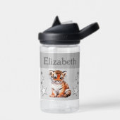 Bouteille D'eau Joli tigre ajouter nom avec étoiles enfants gris (Gauche)