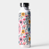 Bouteille D'eau Joli Whimsical Fleurs colorées Monogrammes (Gauche)