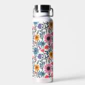 Bouteille D'eau Joli Whimsical Fleurs colorées Monogrammes (Arrière)