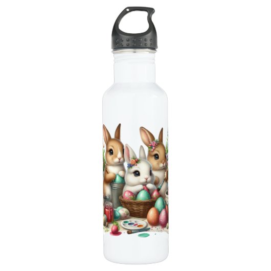 Bouteille D'eau Jolie fête de peinture de Pâques Bunny/Printemps (Devant)