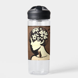 Bouteille D'eau Jolie fille avec des fleurs dans ses cheveux Simpl