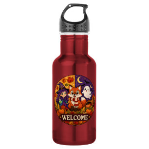 Bouteille D'eau Jolie sorcière renard Halloween fantôme automne Bi