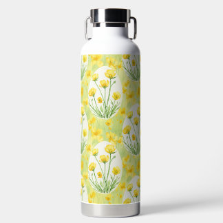 BOUTEILLE D'EAU JOLIES FLEURS DE PRINTEMPS JAUNE A L'AQUARELLE