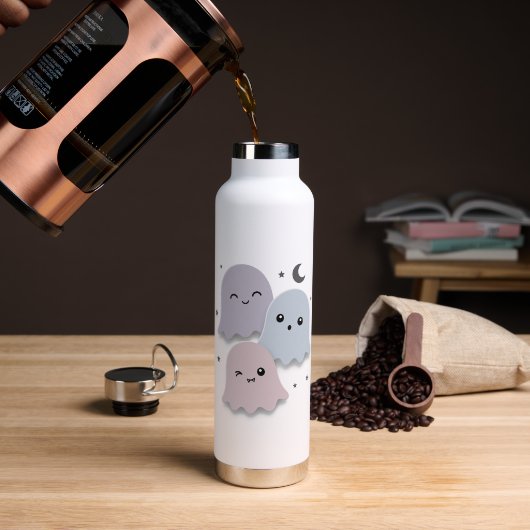 Bouteille D'eau Jolis fantômes pastel pour Halloween (Café (pivoté))