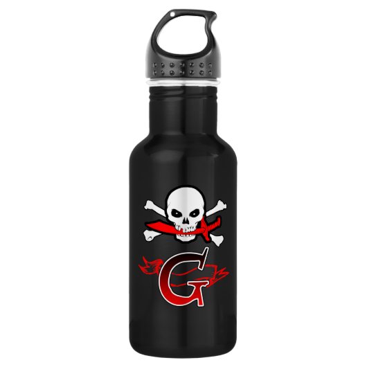 Bouteille D'eau Jolly roger G Monogramme initial (Devant)