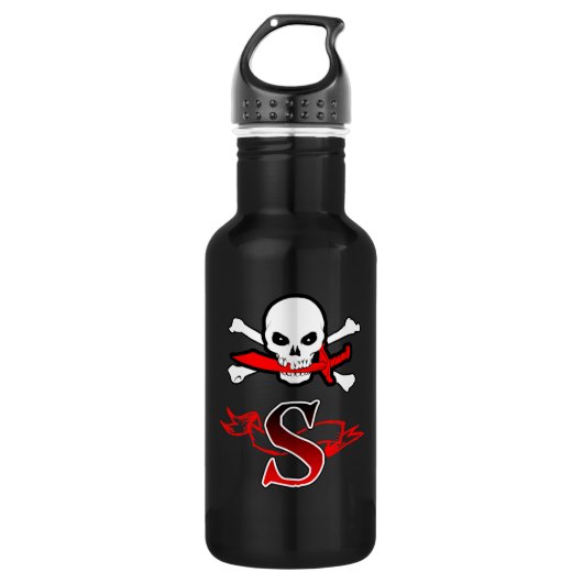 Bouteille D'eau Jolly roger S Monogramme initial (Devant)