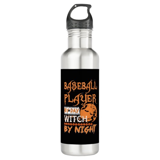 Bouteille D'eau Joueur De Baseball Par Sorcière De Jour Par Hallow (Devant)