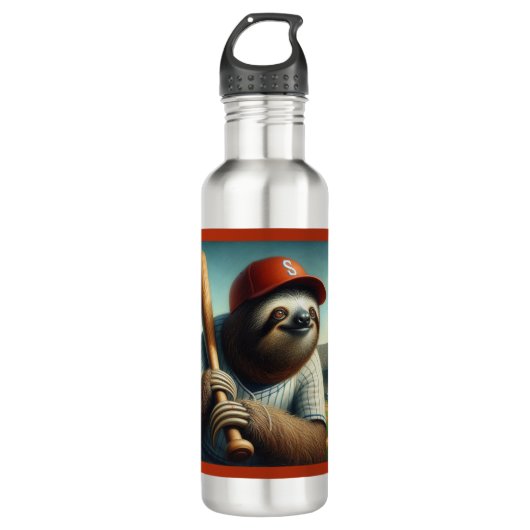 Bouteille D'eau Joueur de baseball Sloth (Devant)