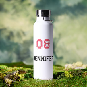 Bouteille D'eau Joueur rose moderne Nom Jersey Numéro Sports