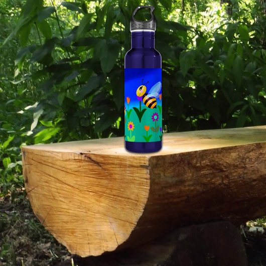 Bouteille D'eau Joyeuses abeilles dans un champ de fleurs