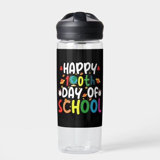 Bouteille D'eau Joyeux 100e Jour d'École Enseignant Élève (Extérieur)