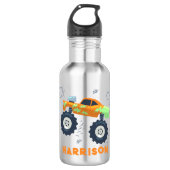 Bouteille D'eau Joyeux Anniversaire Moderne Monster Car Trucks Nom (Devant)