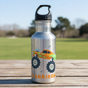 Bouteille D'eau Joyeux Anniversaire Moderne Monster Car Trucks Nom