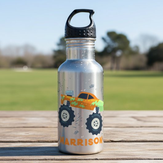 Bouteille D'eau Joyeux Anniversaire Moderne Monster Car Trucks Nom