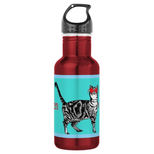 Bouteille D'eau Joyeux anniversaire Vous Cool Tabby Chat Mens Mari (Devant)