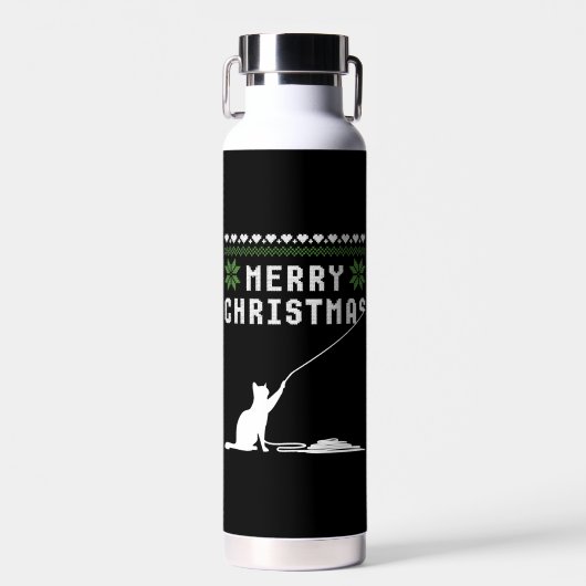 Bouteille D'eau Joyeux chat de Noël Douille moche (Avant)
