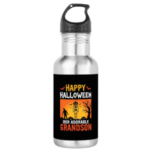 Bouteille D'eau Joyeux Halloween Petit-Fils Squelette Citrouille