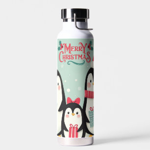 Bouteille D'eau Joyeux manchots enneigés de Noël