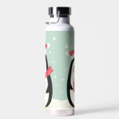 Bouteille D'eau Joyeux manchots enneigés de Noël (Plage)