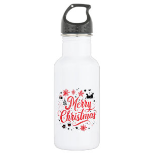 Bouteille D'eau Joyeux Noël Design moderne   Rouge et blanc