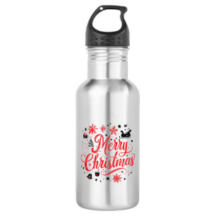Bouteille D'eau Joyeux Noël Design moderne Rouge et blanc
