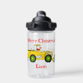 Bouteille D'eau Joyeux Noël Père Noël En Bulldozer Livrant Cadeau (Salle de sport)